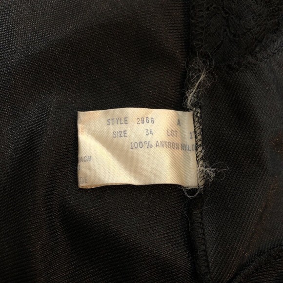 Vintage Wonder Maid Full Slip Size 34 Black Silky Nylon Rayon Lace Non Cling - Picture 3 of 9